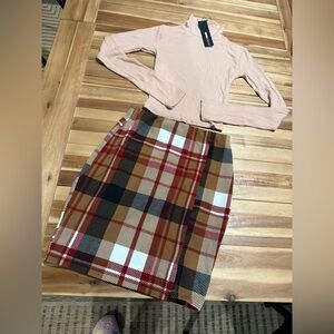 NWT fashion nova outfit (skirt & cropped long sleeve)